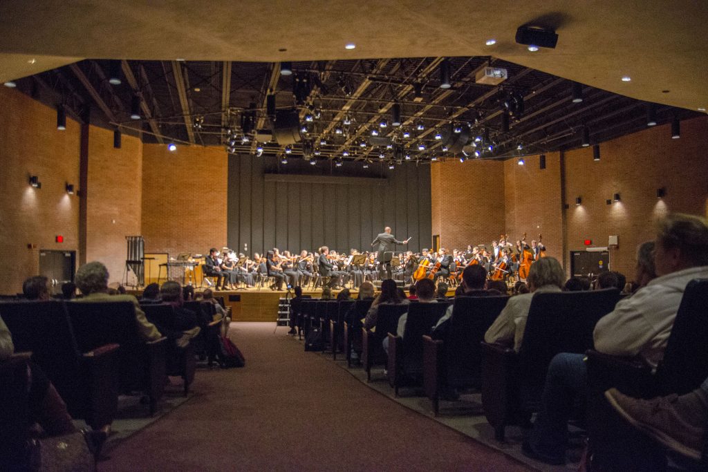 The UConn Symphony Orchestra, led by conductor Harvey Felder, performs at von der Mehden Recital Hall on Oct. 20. Next week, the orchestra will launch a series of performances at regional campuses by various music ensembles with a performance in Stamford. (Garrett Spahn/UConn Photo)