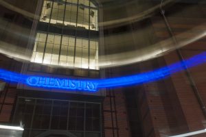 Night photos of the Chemistry Building with motion on Nov. 10, 2016. (Sean Flynn/UConn Photo)