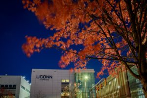An exterior view of the Stamford campus on Nov. 22, 2016. (Peter Morenus/UConn Photo)