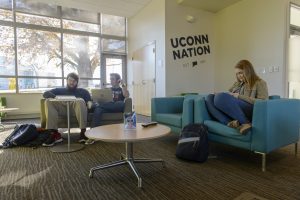 Students in the Student Center at the Avery Point campus on Nov. 18, 2016. (Peter Morenus/UConn Photo)
