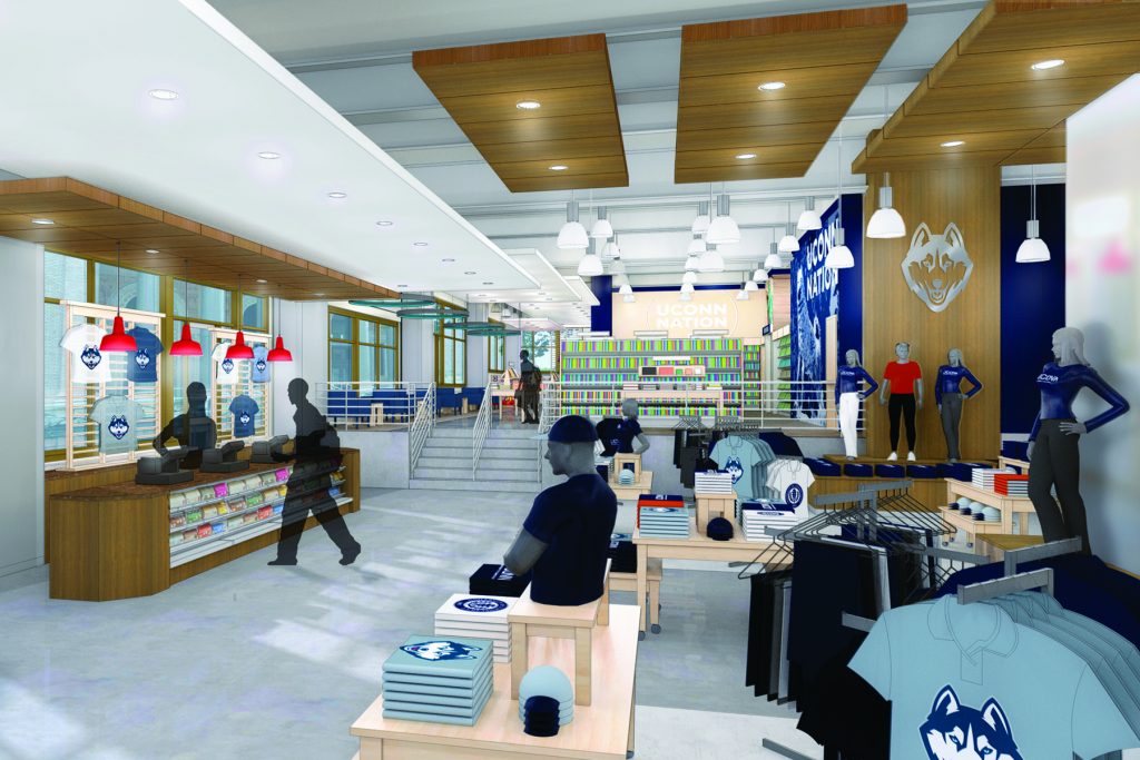 The Barnes & Noble store, to be located on the first floor of the Front Street Lofts building, just across from the main entrance to the new UConn downtown campus, will include a Starbucks café, a large selection of trade and text books, an extensive variety of Husky-branded clothing and merchandise, a 'grab-and-go' style food market, seating inside and outside, and many other features. 