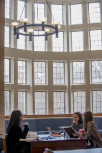 Studying in the Library at UConn School of Law. (Sean Flynn/UConn Photo)