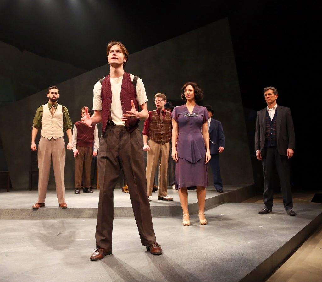 Ben Senkowski ’17 (SFA) and the cast prepare to strike in Connecticut Repertory Theatre’s production of 'Waiting for Lefty' by Clifford Odets, onstage through March 5 at Nafe Katter Theatre. (Gerry Goodstein for UConn)