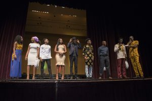 African students present a fashion and cultural show.