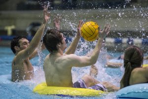 Inner tube water polo game in the student recreation facility on Feb. 1, 2017. (Ryan Glista/UConn Photo)
