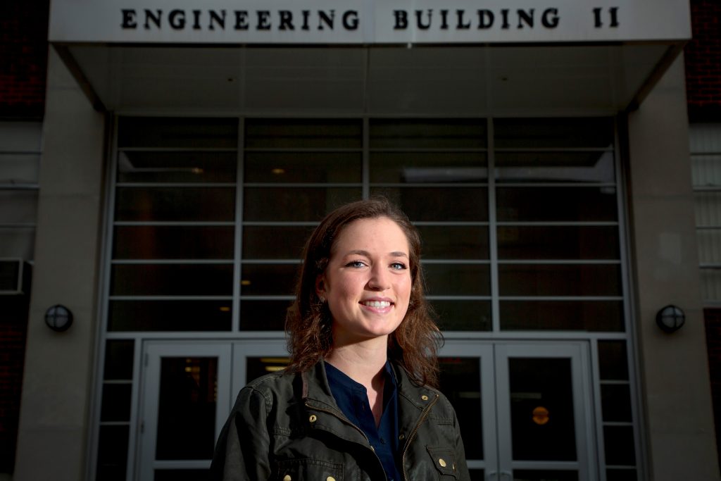 Lindsey Gilson '17 (ENG), a senior studying engineering management for manufacturing, was named Intern of the Year by the American Society of Engineering Education. Gilson, a native of Trumbull, Conn., interned last year for six months with Unilever in Minneapolis. Gilson will graduate this May. (Gerry McCarthy/UConn Foundation Photo)