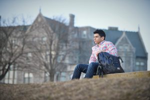Mohammad Mansour ’20 (PHR), the youngest of six siblings to pursue undergraduate studies at the Avery Point campus. (Peter Morenus/UConn Photo)