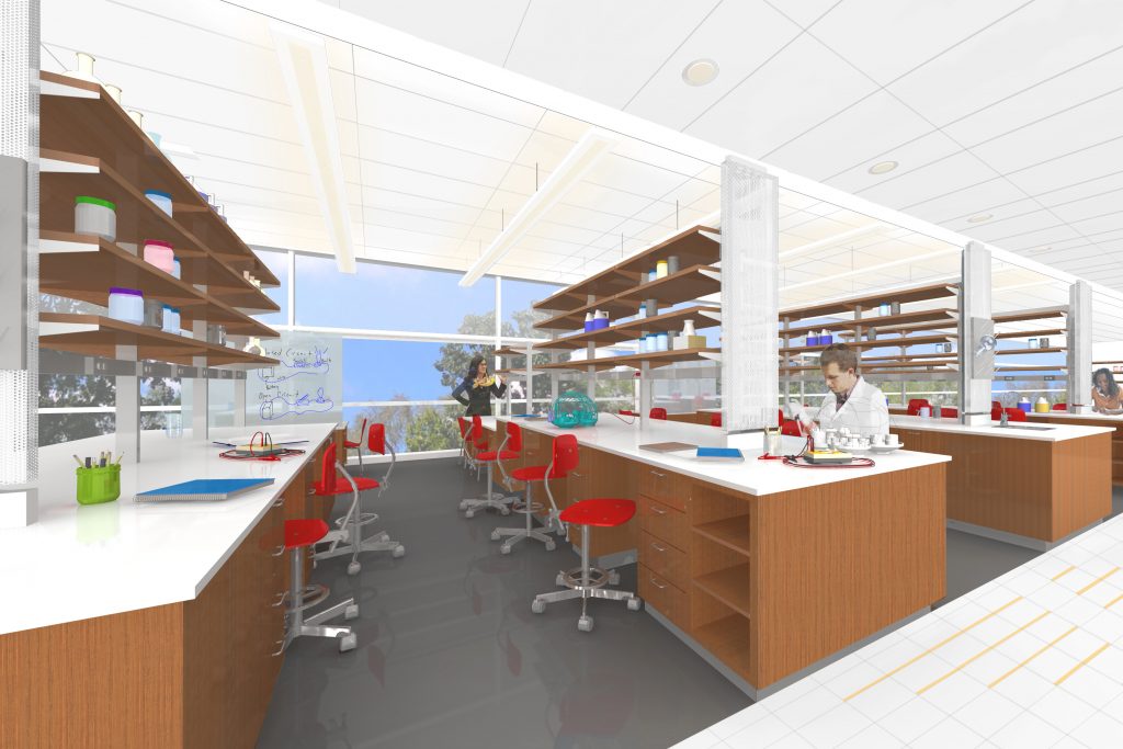 Rendering of a lab in the new Engineering and Science Building.
