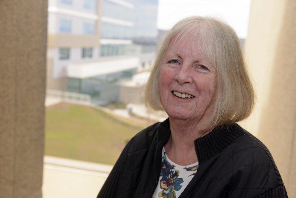 Seventy-three-year-old Patricia Lauder bought a Fitbit to help her get fit in retirement. She did not know that it would save her life. (Janine Gelineau/UConn Photo)