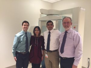 The UConn dental school's research team includes: Andrew Emery, a third-year dental student; Dr. Sonya Kalim; Dr. Aditya Tadinada; and led by Dr. Alan Lurie (Photo: UConn School of Dental Medicine).