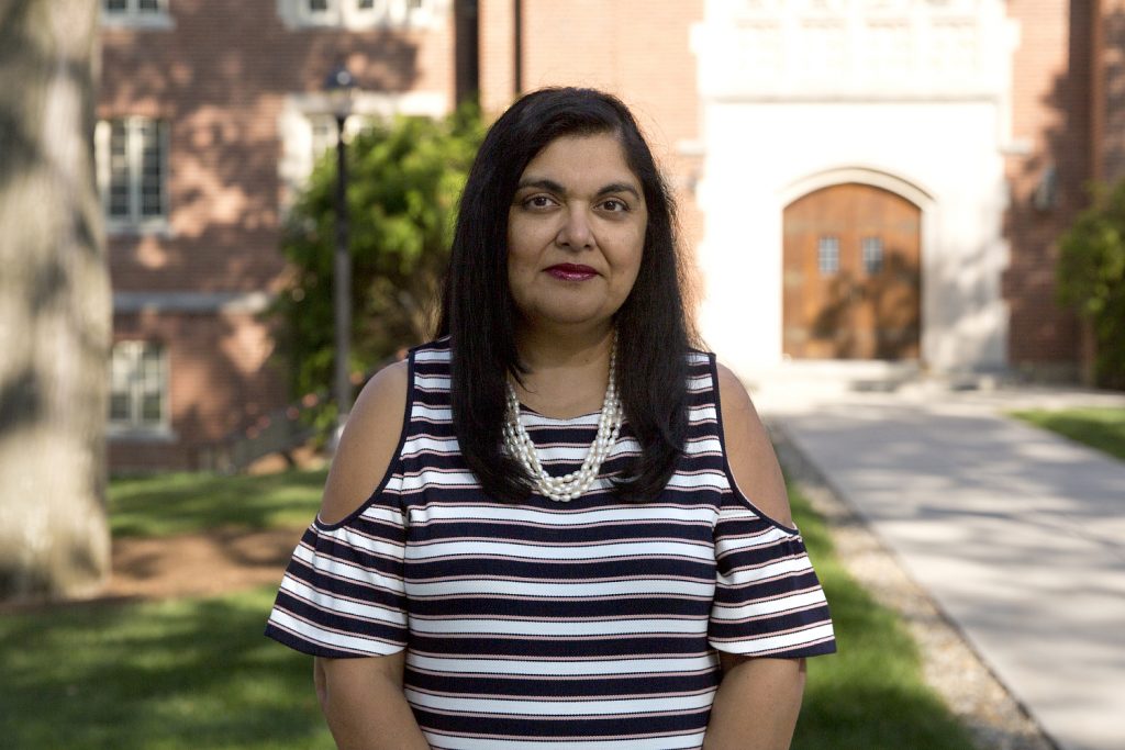 Manisha Sinha, the James L. and Shirley A. Draper Chair in American History. (Bri Diaz/UConn Photo)