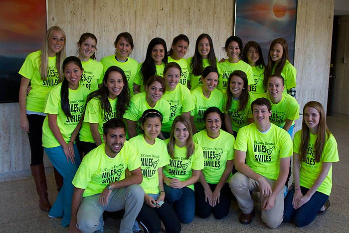 Some of the 44 UConn dental students who will be participating in the ING Hartford Marathon to raise money for the Give Back a Smile program. (Photo provided by Rob Kievit)