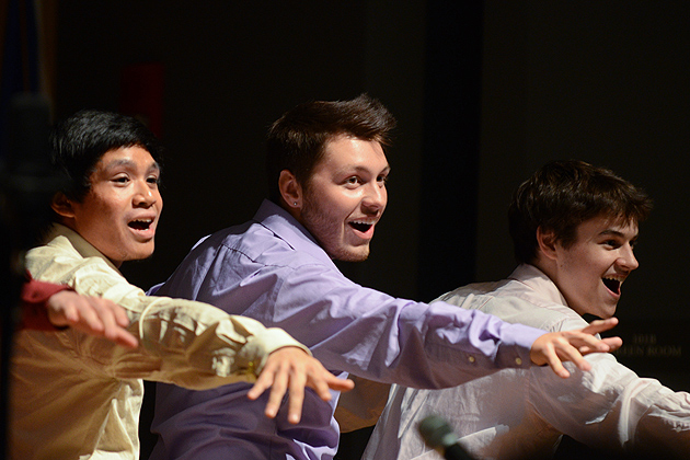 The UConn a cappella group known as "A Completely Different Note" performs at the Student Union Theater on Dec. 8, 2011. (Ariel Dowski/UConn Photo)