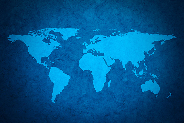 Blue world map.