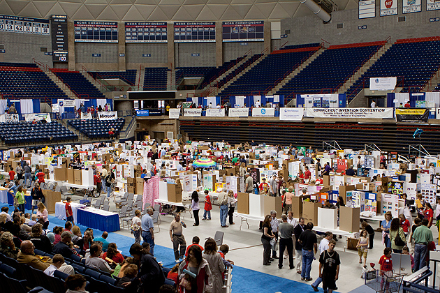 Connecticut Invention Convention held last spring. More than 650 young inventors in grades K-8 participated in the event. (Christopher LaRosa/UConn photo)