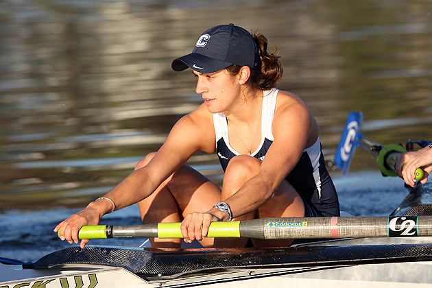 Kaitlyn Clarke '12 (ENG) ran track and cross country in high school and is a captain for the rowing team. (Steve Slade/UConn Photo)