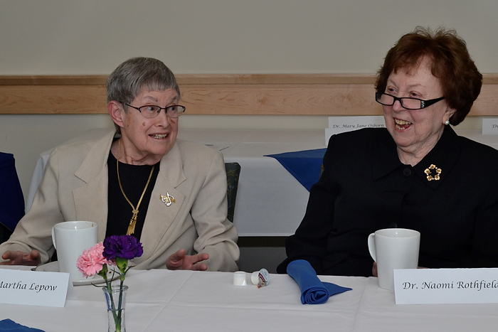 Founding faculty members, Drs. Martha Lepow and Naomi Rothfield, were honored during the School of MedicineÕs Group on Women in Medicine and Science Inaugural Ceremony April 30, 2012. (Tina Encarnacion/UConn Health Center Photo)