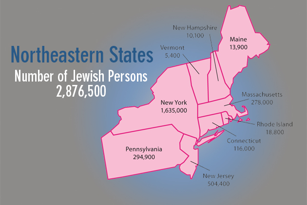 Arnie Dashefsky and Ron Miller have produced a pocket map based on their data on the Jewish population of the U.S.