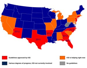 Heat acclimatization guidelines for high school athletes by state. (Graphic courtesy of the Korey Stringer Institute)