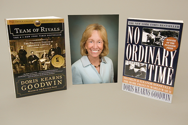 Noted author and presidential historian Doris Kearns Goodwin with two of her books.