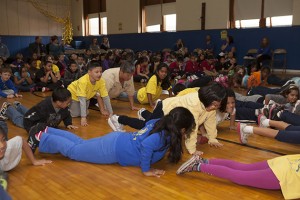 Children at the Roger Sherman Elementary School were eager to get started with the 'motion' part of the program. (Photo courtesy of Meriden Board of Education)