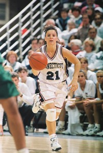 Jennifer Rizzotti was the starting point guard on the first national championship team in 1995. (Photo courtesy of Division of Athletics)