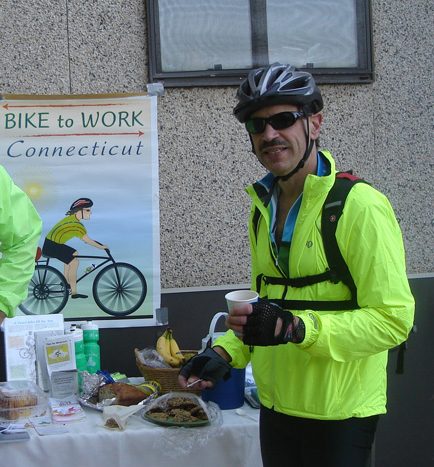 Schulman after riding to work