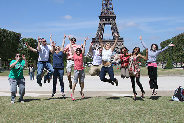 Neag students show their excitement to be in Paris for the Study Abroad Program. (Photo courtesy of Alan Marcus)