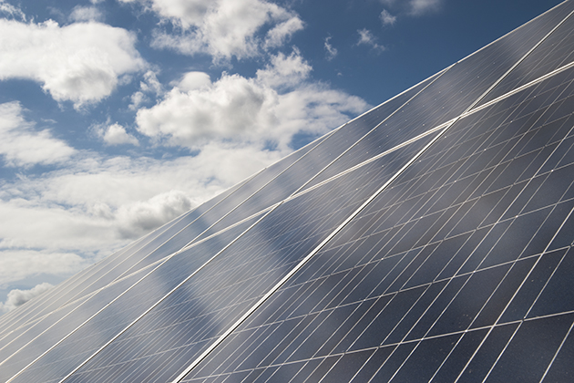 Solar panels at the Depot Campus on Aug. 7, 2013. (Sean Flynn/UConn Photo)