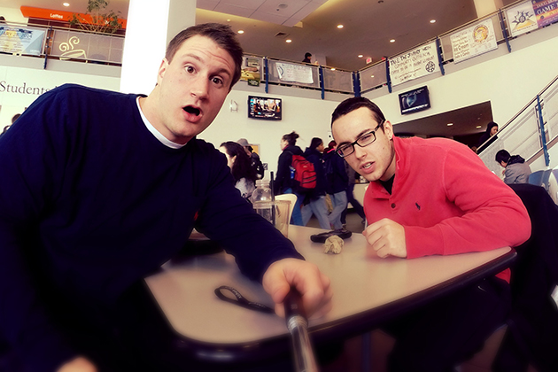 JJ Bivona, left, and friend having lunch at the Student Union. Instagram Takeover, Feb. 2014