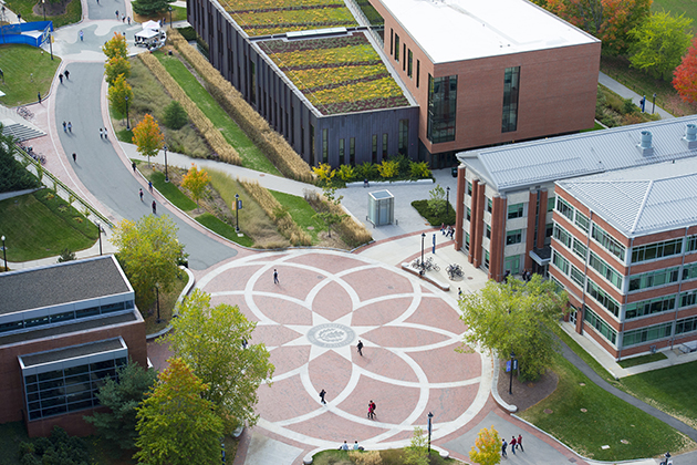An aerial view of the Storrs campus on Oct. 9, 2013. (Peter Morenus/UConn Photo)