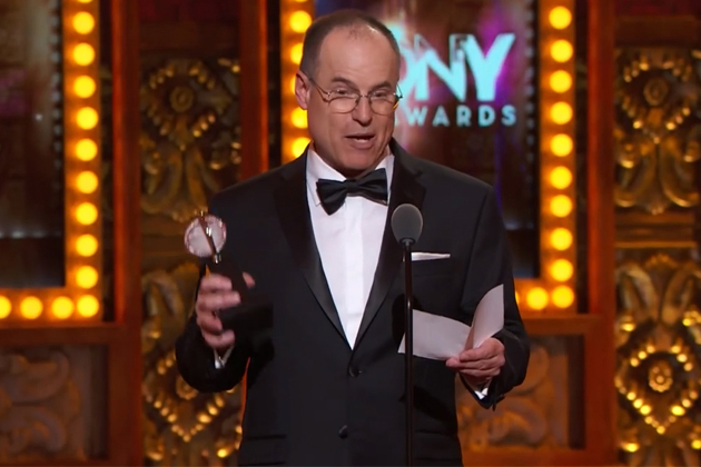 Chris Barreca '79 (SFA) gives his acceptance speech during the 2014 Tony Awards ceremony in June. Barreca won a Tony for his set design for the Broadway musical 'Rocky.'