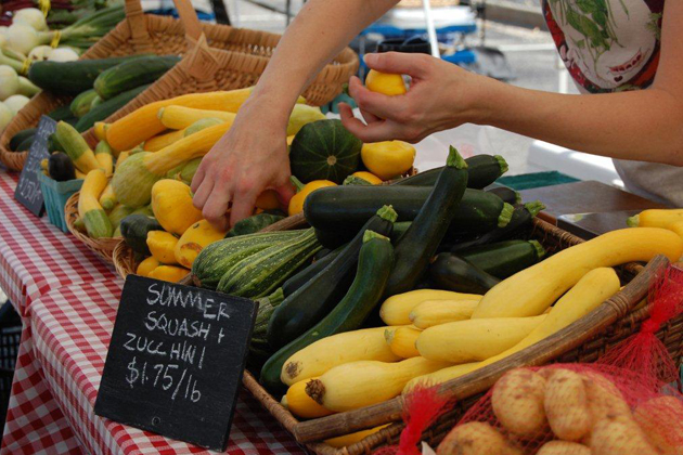 Farmers markets provide an abundance of locally grown fruits and vegetables.