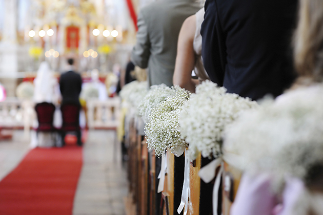 Beautiful flower wedding decoration in a church (istock/UConn photo)