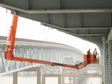 Department of Transportation staff inspect a Connecticut bridge.