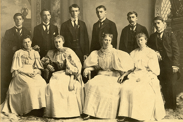 Storrs Agricultural College, Class of 1896, showing six men and four women. (University of Connecticut Photograph Collection, Archives & Special Collections, University of Connecticut Libraries)