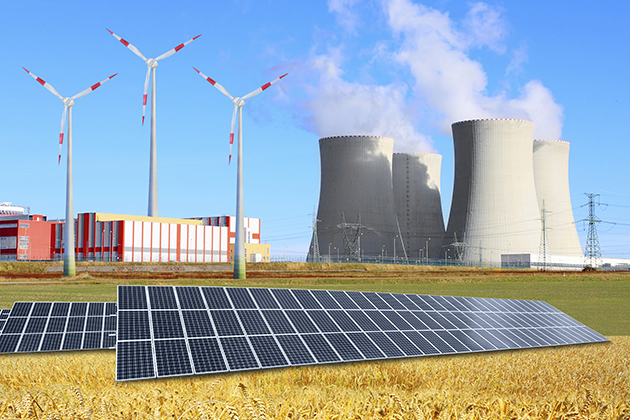 Industrial landscape with different energy resources. Sustainable development. (iStock Photo)