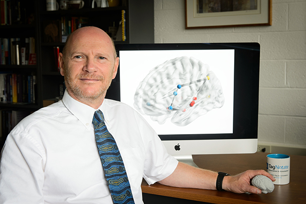 Gerald Altmann, professor of psychology and director of the Institute for Brain and Cognitive Science, on Sept. 22, 2015. (Peter Morenus/UConn Photo)