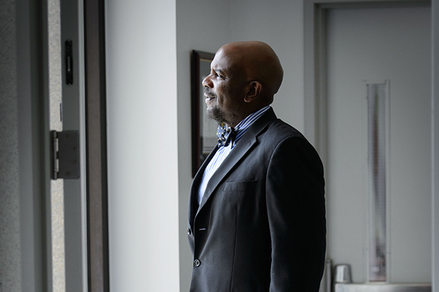 Dr. Cato Laurencin at his office at UConn Health in Farmington. (Peter Morenus/UConn Photo)