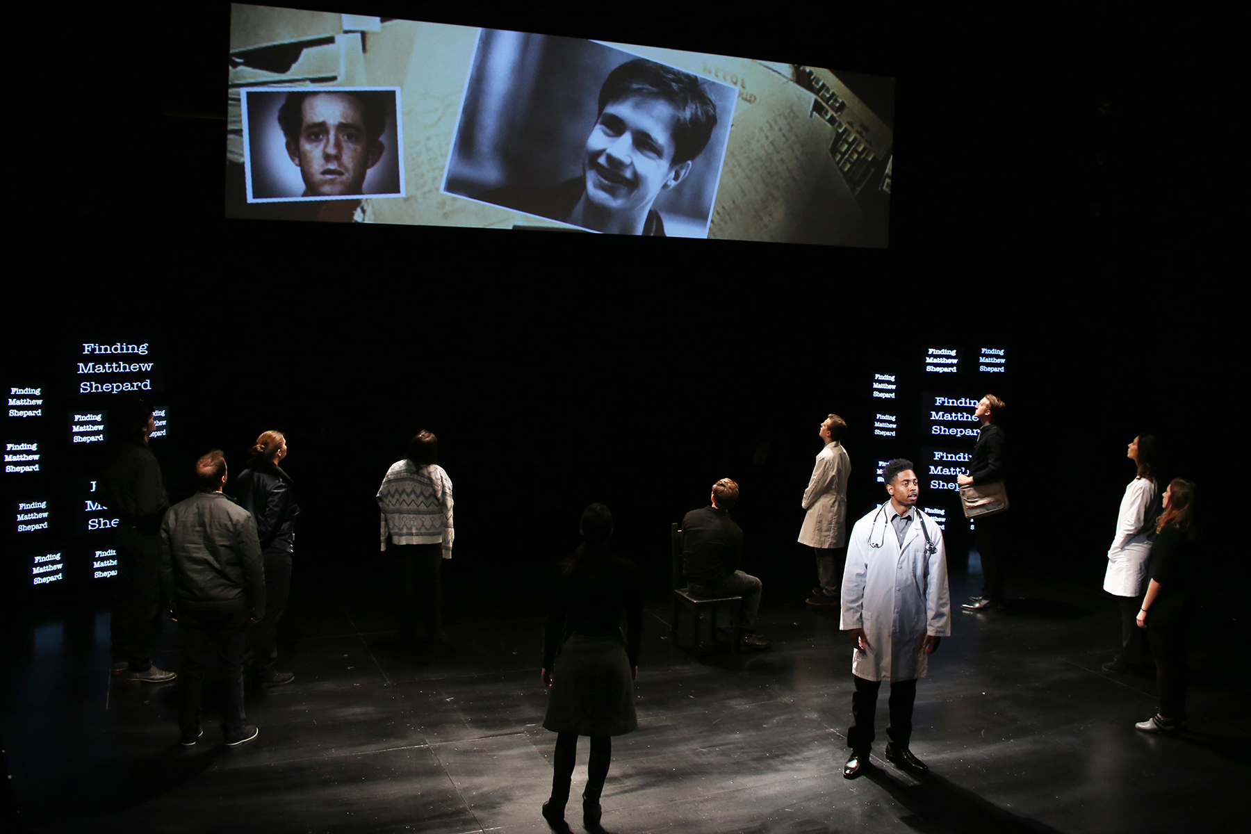 THE LARAMIE PROJECT by Moisés Kaufman and the members of Tectonic Theatre Project onstage in Connecticut Repertory Theatre’s Nafe Katter Theatre from October 8-18, 2015. Tickets and Info at crt.uconn.edu. Photo by Gerry Goodstein