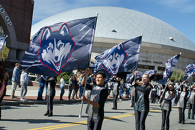 The parade during Huskies Forever Weekend on Oct. 11, 2015. (Roger Castonguay for UConn)