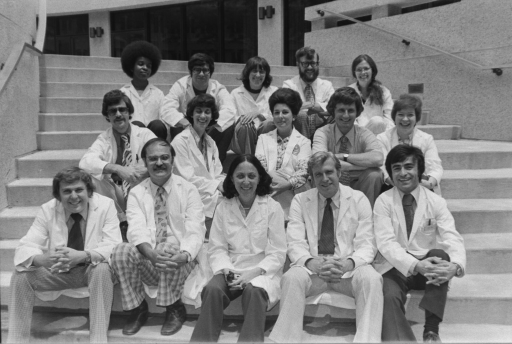 Rheumatologist Dr. Naomi Rothfield, front row center, with the first class of medical students at UConn Health, then known as the UConn Health Center.
