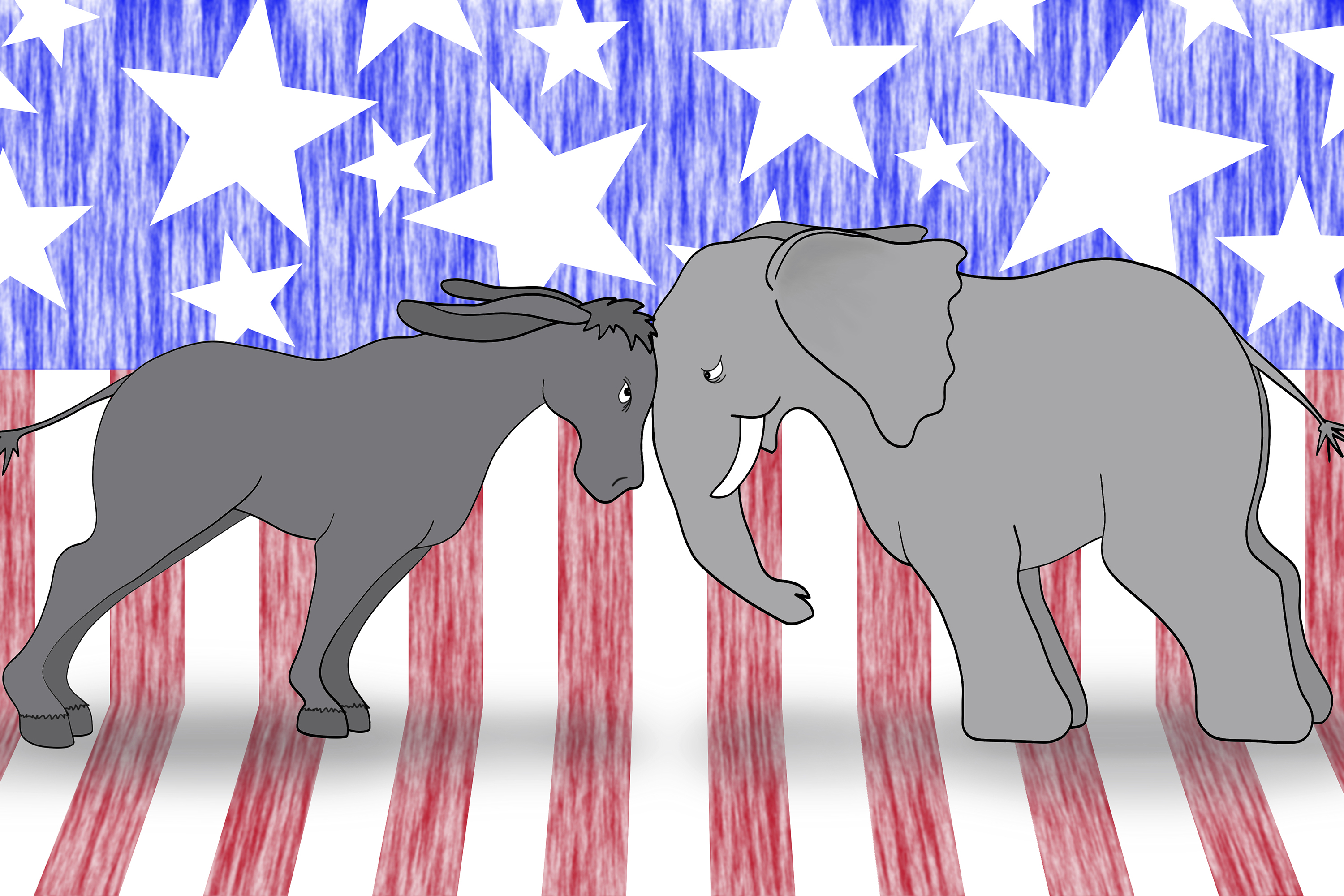 Cartoon depicting the two main U.S. political parties going head to head. (iStock Image)
