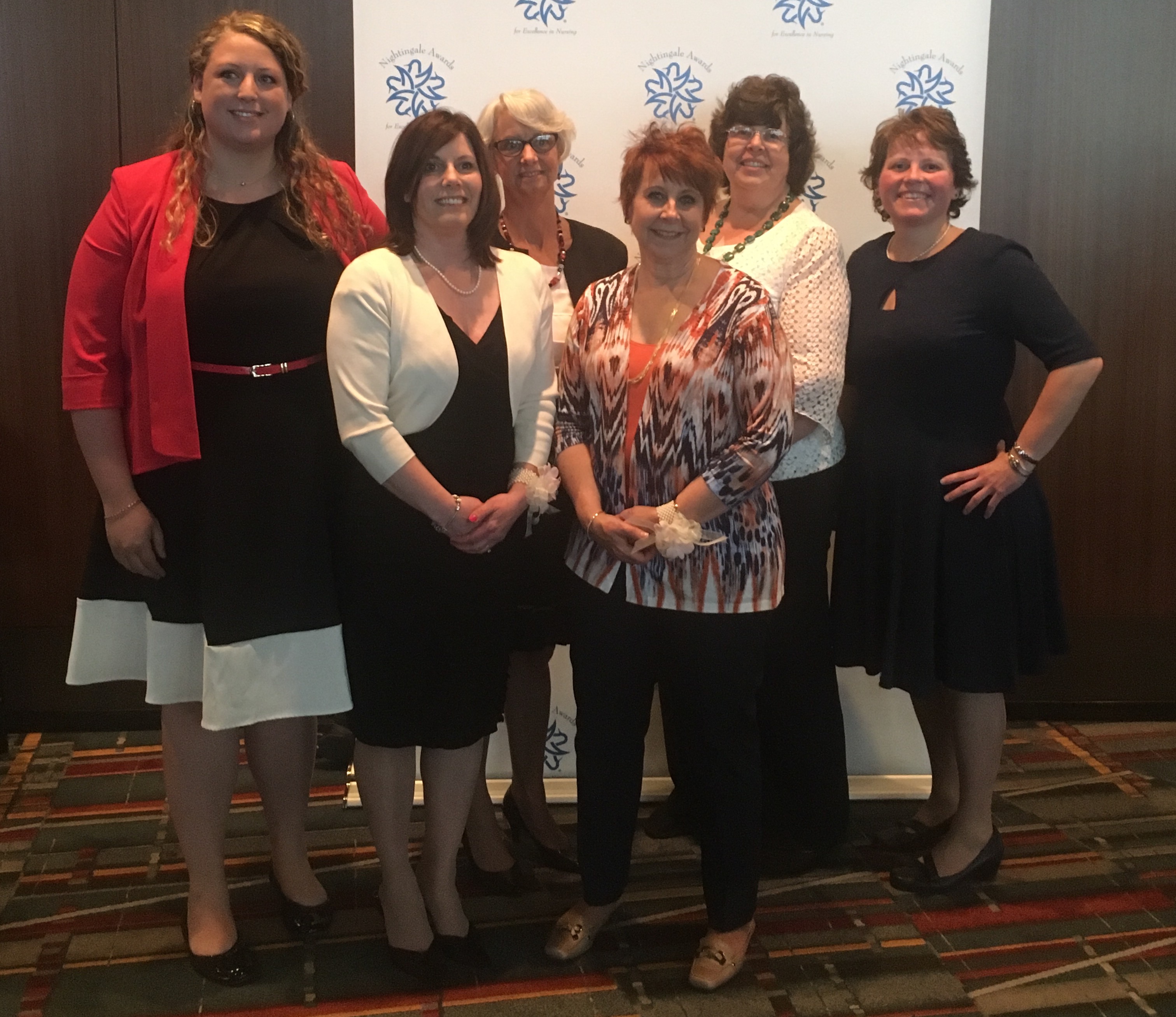 UConn Health Nightingale Nurses at the annual awards ceremony May 5 at the Connecticut Convention Center. From left, Jennifer Sposito, Lisa Gentile, Dawn Smith, Arlene Morin, JoAnne Donaldson Blythe, and Anne Niziolek.
