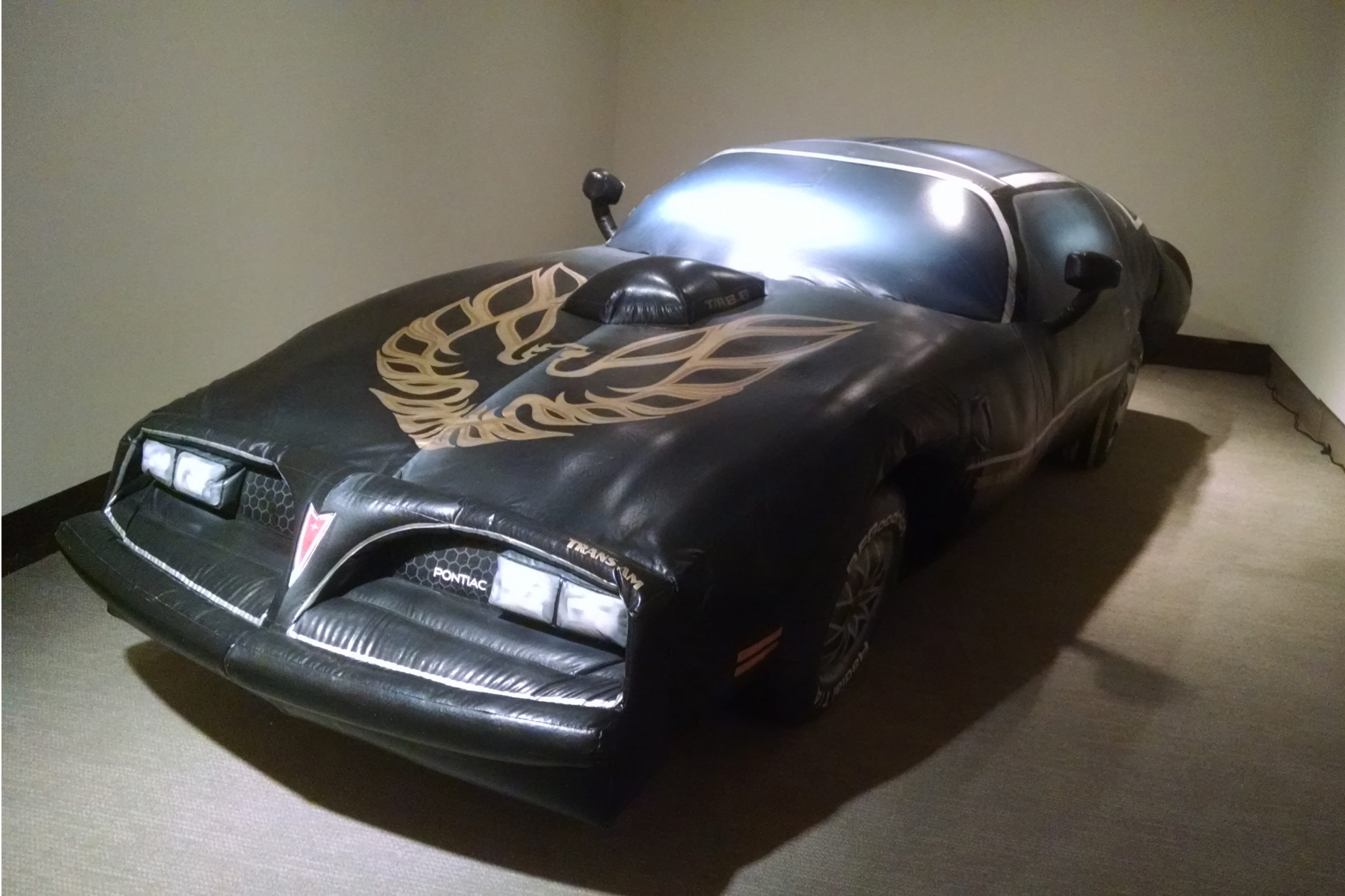 'Untitled' (1977 Smokey and the Bandit Trans Am replica), 1999, inflatable nylon and electric blower, by Guy Overfelt. (Ken Best/UConn Photo)