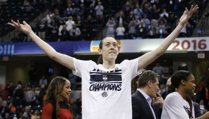 Breanna Stewart earned two ESPYs after leading the Huskies to an undefeated season and an unprecedented fourth straight national championship. (Brian Spurlock, USA TODAY Sports)