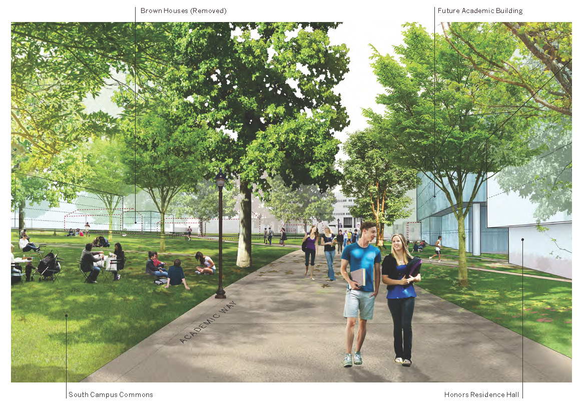 Artist's rendering of South Campus Commons, from the Campus Master Plan.