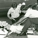 paramedics demonstrating paramedic equipment in 1975