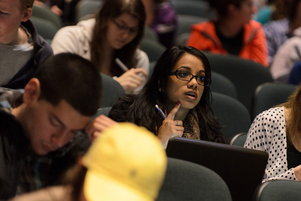 Students during a lecture in the Chemistry Building on March 13, 2013. (Sean Flynn/UConn Photo)