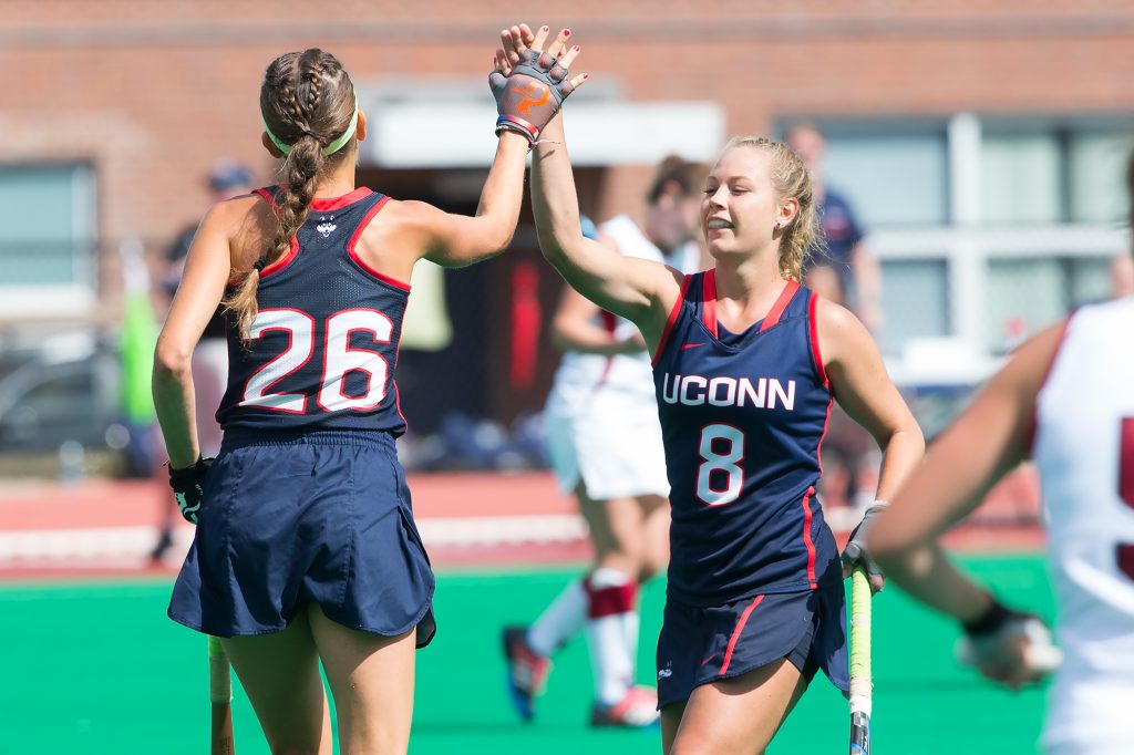 The Huskies won the Big East Field Hockey regular season title on Oct. 21 with a 5-3 win over Georgetown. (Stephen Slade '89 (SFA) for UConn)